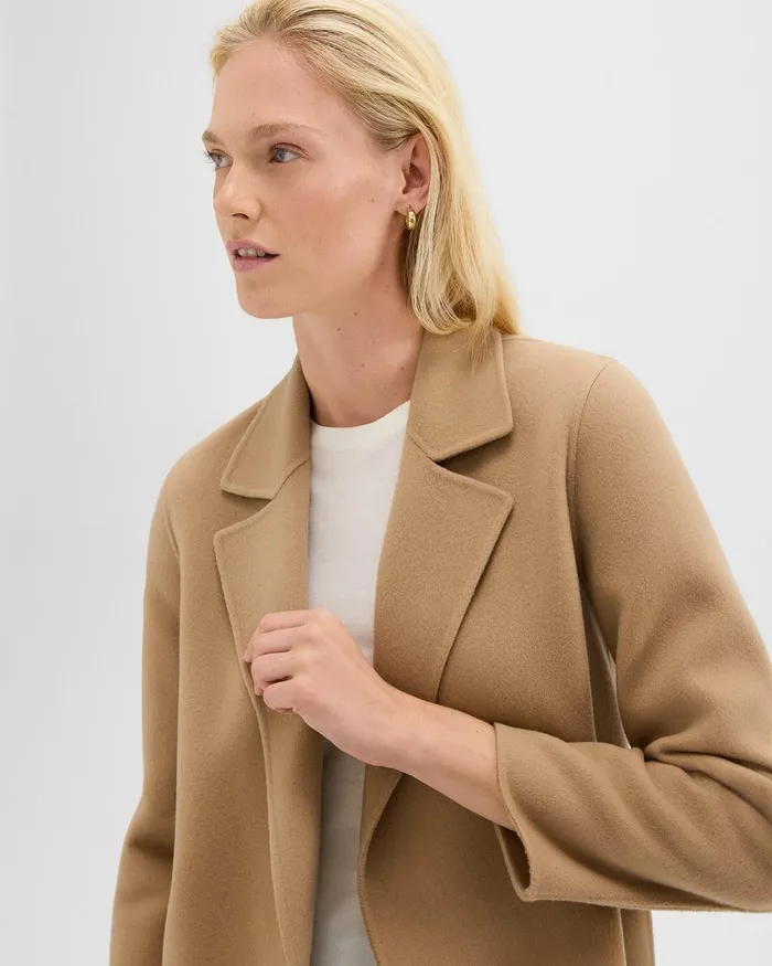 Women Outerwear Theory Clairene Jacket In DoubleFace WoolCashmere New Camel
