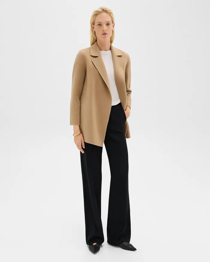 Women Outerwear Theory Clairene Jacket In DoubleFace WoolCashmere New Camel