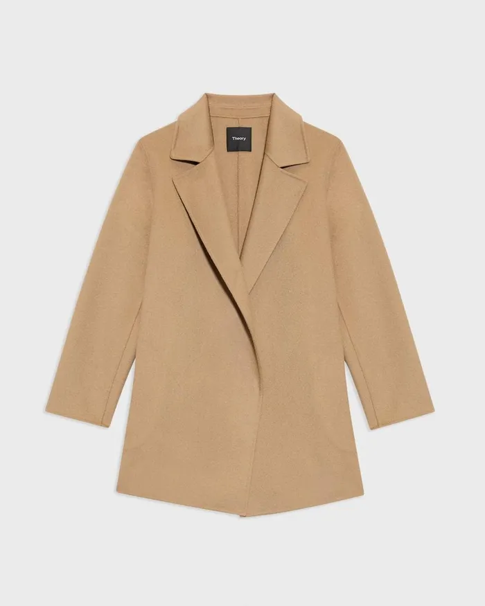 Women Outerwear Theory Clairene Jacket In DoubleFace WoolCashmere New Camel