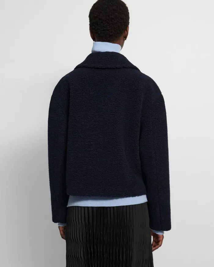 Women Outerwear Theory Cropped Peacoat In Fleece Navy