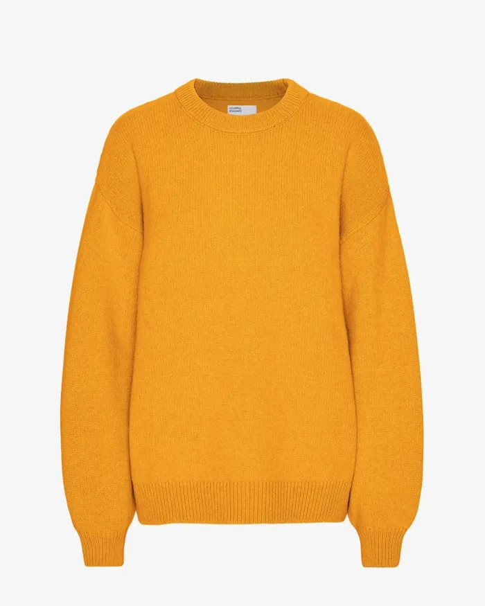 Women Oversized Merino Wool Crew Burned Yellow Colorful Standard Knit Sweaters