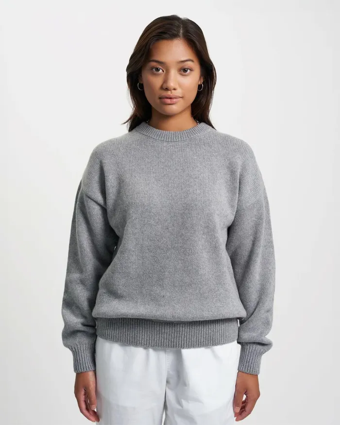 Women Oversized Merino Wool Crew Burned Yellow Colorful Standard Knit Sweaters