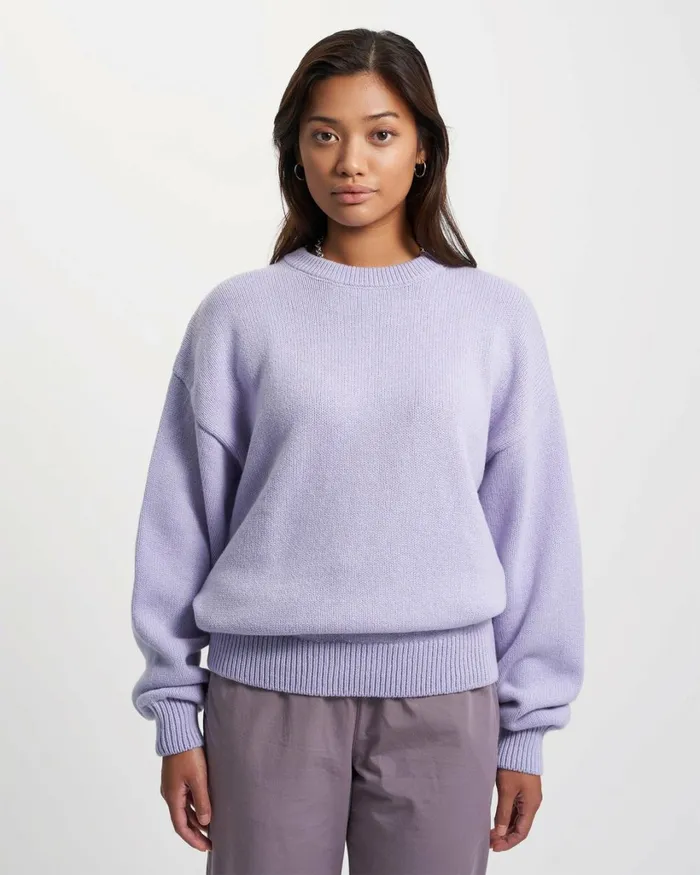 Women Oversized Merino Wool Crew Dusty Olive Colorful Standard Knit Sweaters