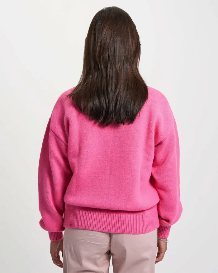 Women Oversized Merino Wool Crew Stone Blue Colorful Standard Knit Sweaters