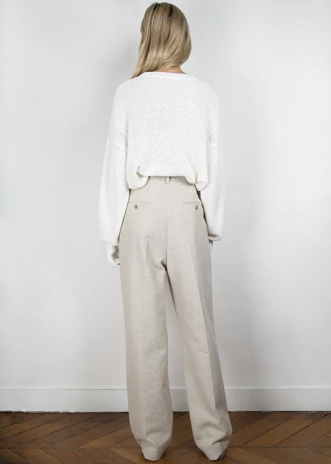 Women Pace Pleated Linen Blend Pants 8211 Sand The Frankie Shop Bottoms