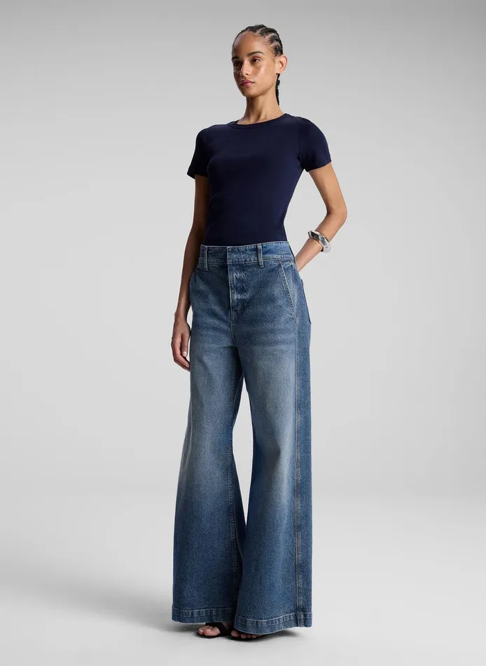 Women Paloma Cotton Rib Baby Tee Maritime Navy ALC Tops