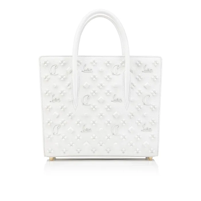 Women Paloma Medium Top Handle Bag 8211 Grained Calf Leather And Spikes Loubinthesky 8211 Bianco Christian Louboutin Shoulder Bags Women Paloma Medium Top Handle Bag 8211 Grained Calf Leather And Spikes Loubinthesky 8211 Bianco Christian Louboutin Shoulder Bags