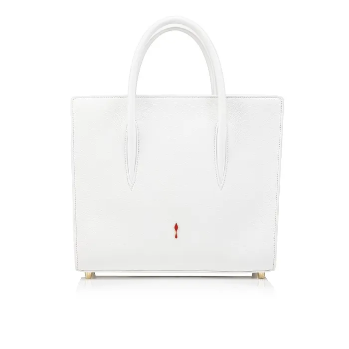 Women Paloma Medium Top Handle Bag 8211 Grained Calf Leather And Spikes Loubinthesky 8211 Bianco Christian Louboutin Shoulder Bags