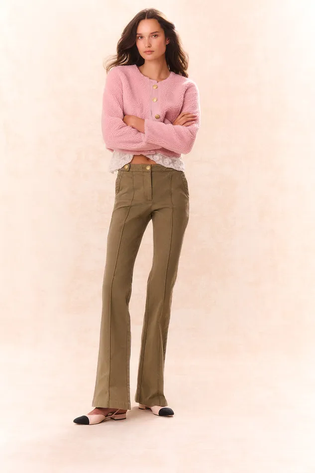 Women Pants and Shorts LoveShackFancy Costella Tailored Pant Olive