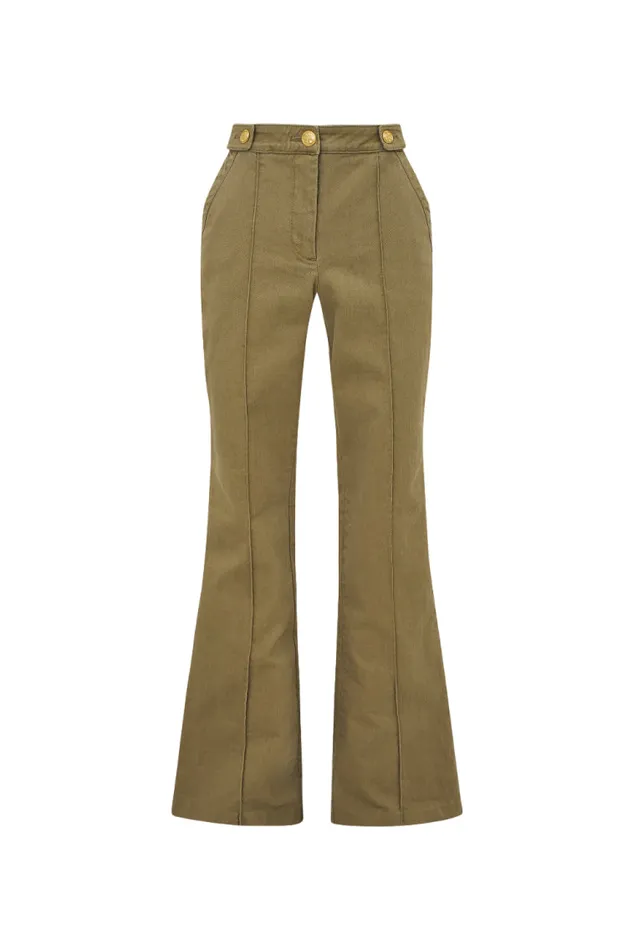 Women Pants and Shorts LoveShackFancy Costella Tailored Pant Olive