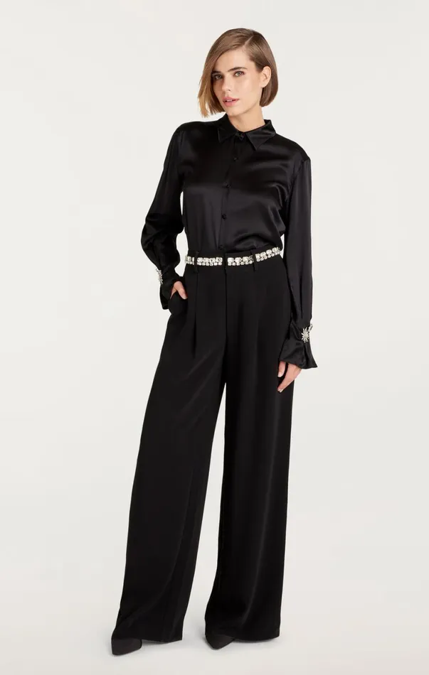 Women Pants Cinq Sept Rhinestone Chain Genna Pant Black