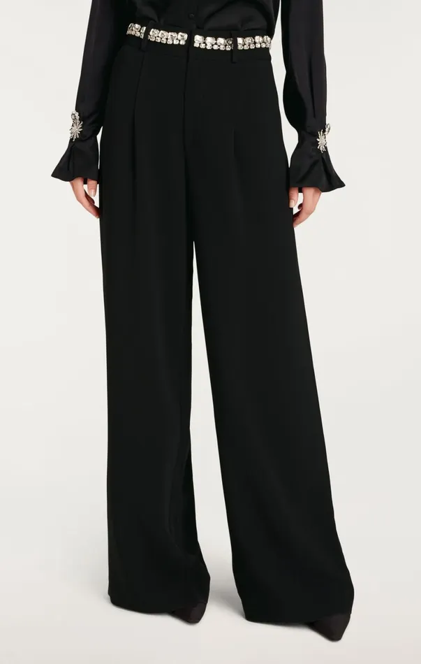Women Pants Cinq Sept Rhinestone Chain Genna Pant Black