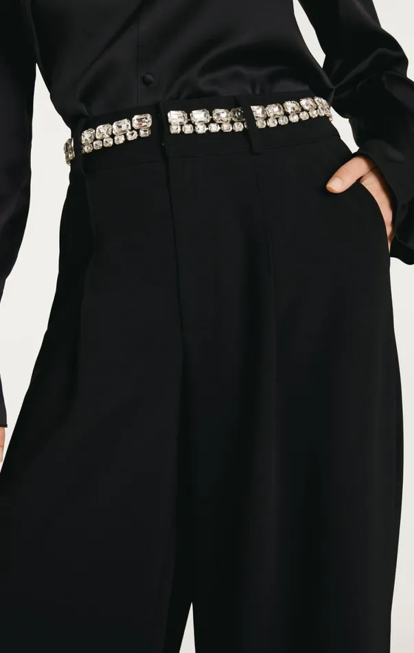 Women Pants Cinq Sept Rhinestone Chain Genna Pant Black