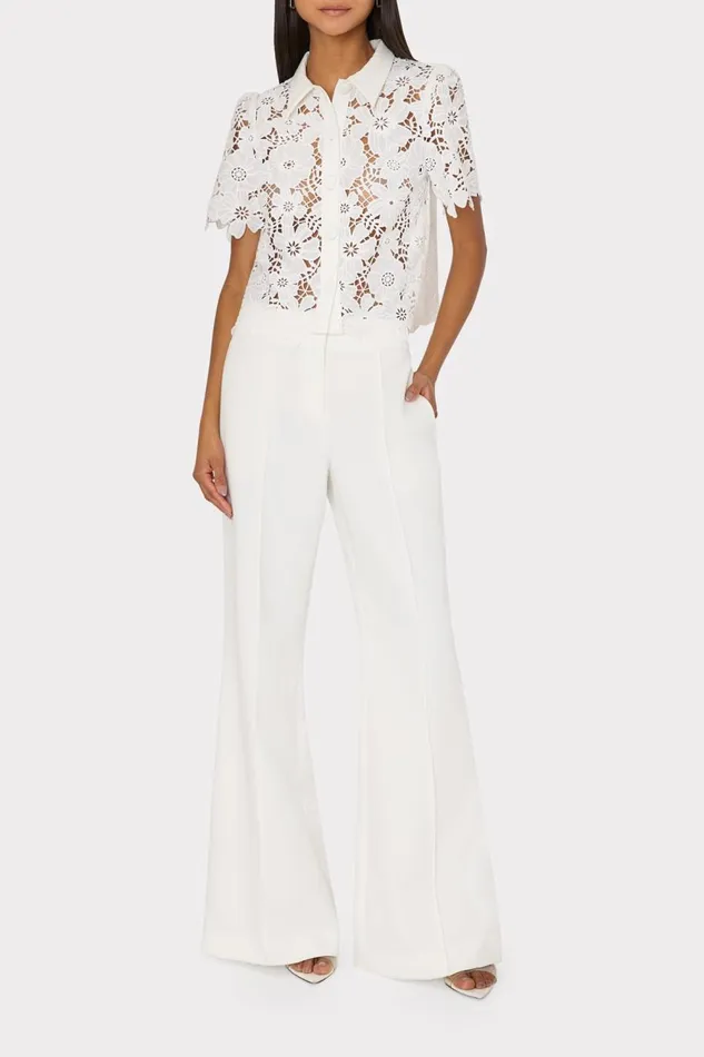 Women Pants Milly Nash Cady Pants Ecru