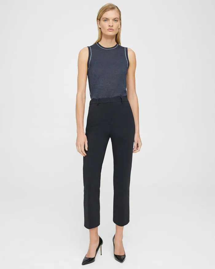 Women Pants Theory Cropped HighWaist Pant In Precision Ponte Black