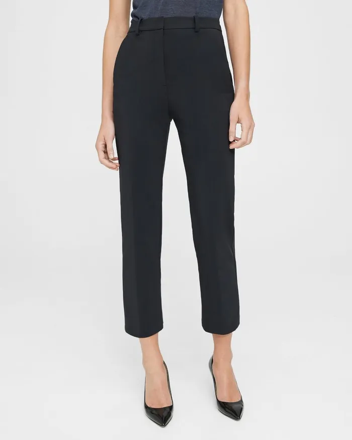 Women Pants Theory Cropped HighWaist Pant In Precision Ponte Black