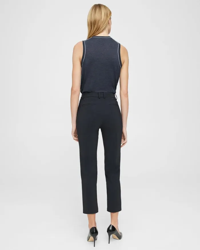 Women Pants Theory Cropped HighWaist Pant In Precision Ponte Black