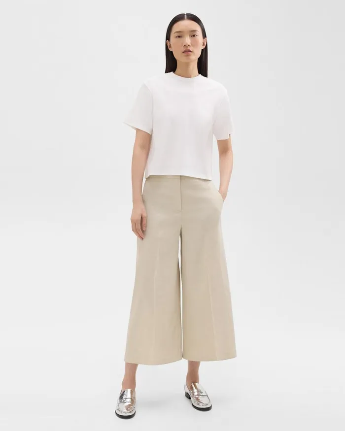 Women Pants Theory Cropped WideLeg Pant In Good Linen Straw