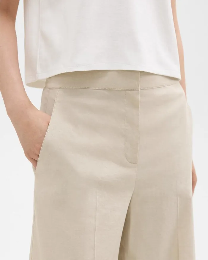 Women Pants Theory Cropped WideLeg Pant In Good Linen Straw