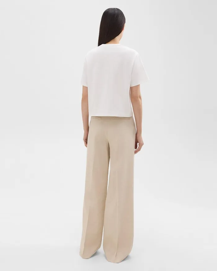 Women Pants Theory HighWaist WideLeg Pant In Good Linen Straw