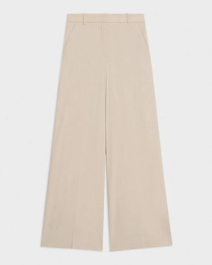 Women Pants Theory HighWaist WideLeg Pant In Good Linen Straw