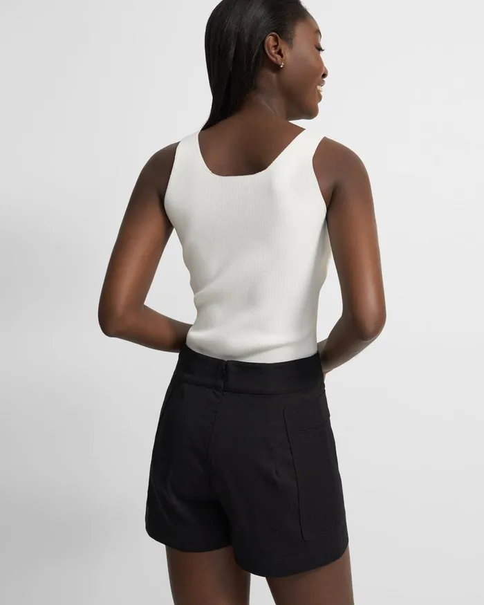 Women Pants Theory Mini Utility Short In Good Linen Black