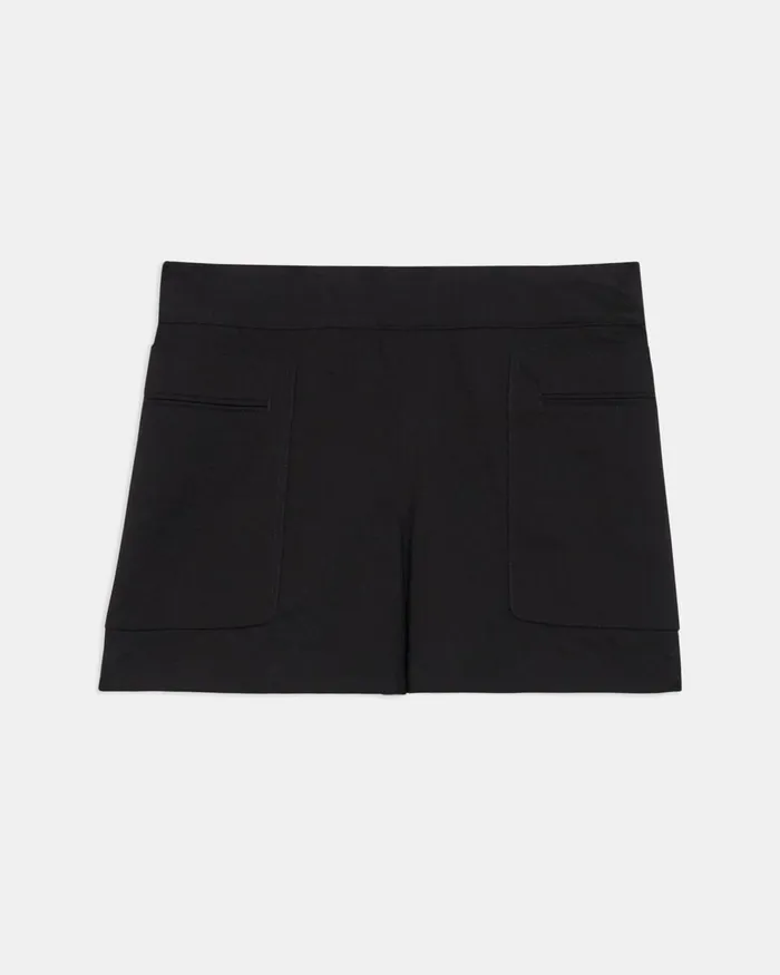 Women Pants Theory Mini Utility Short In Good Linen Black