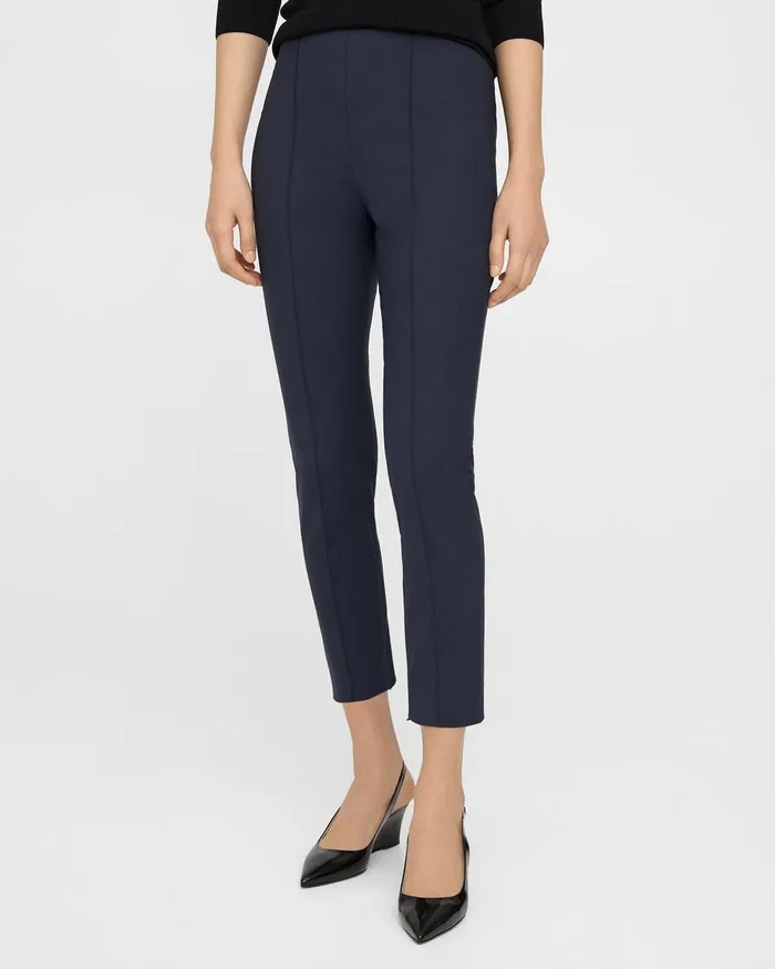 Women Pants Theory Pintucked Slim Pant In Good Wool Nocturne Navy