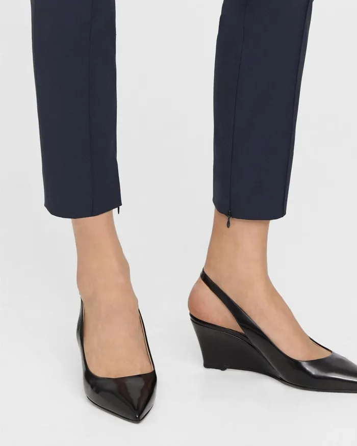 Women Pants Theory Pintucked Slim Pant In Good Wool Nocturne Navy