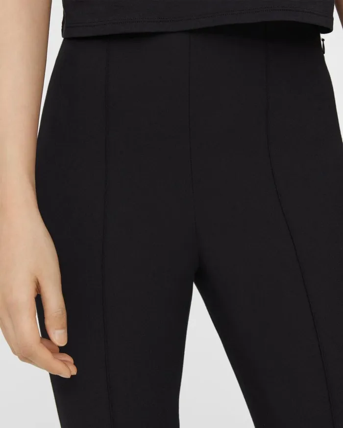 Women Pants Theory Pintucked Slim Pant In Stretch Cotton Black