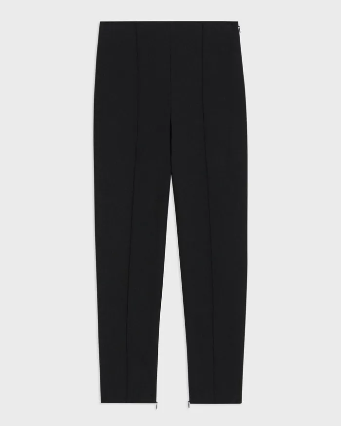 Women Pants Theory Pintucked Slim Pant In Stretch Cotton Black