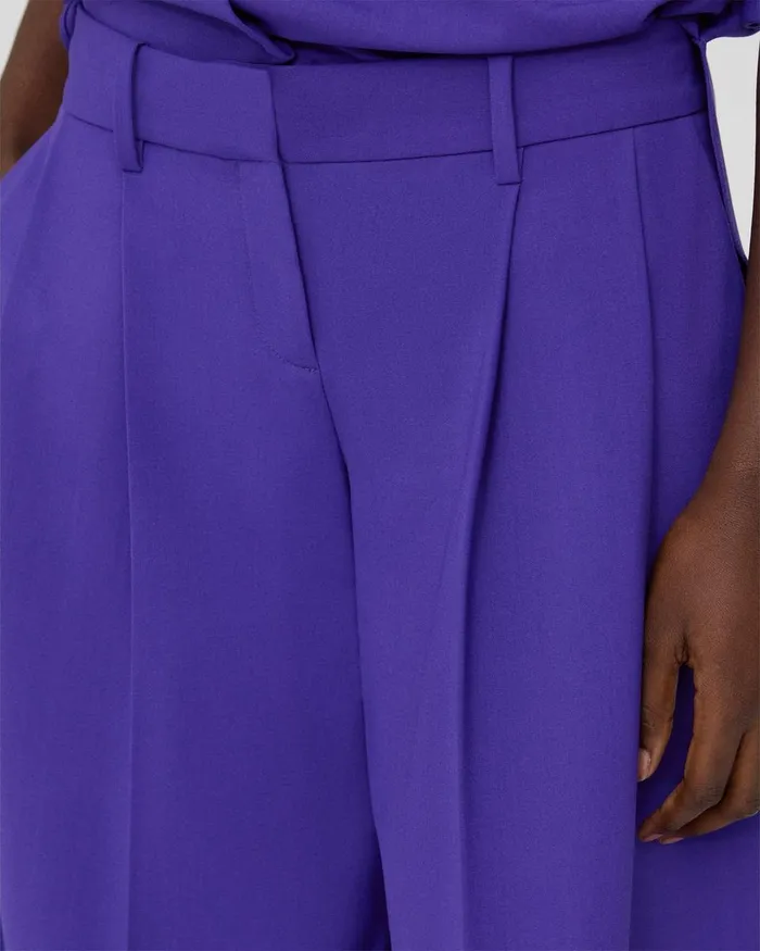 Women Pants Theory Pleated LowRise Pant In Good Wool Blue Iris