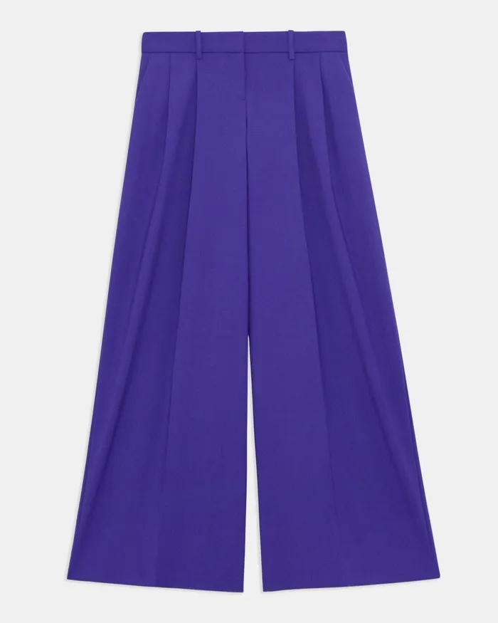 Women Pants Theory Pleated LowRise Pant In Good Wool Blue Iris