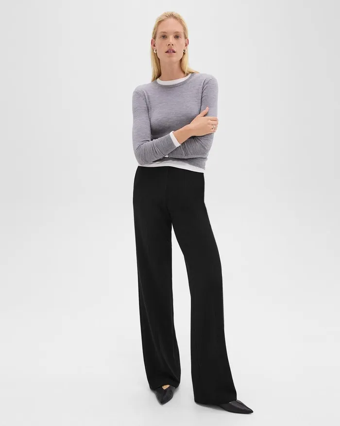 Women Pants Theory Relaxed Straight Pant In Admiral Crepe Black