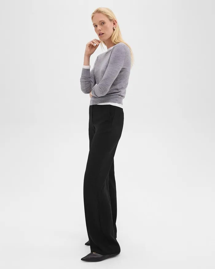 Women Pants Theory Relaxed Straight Pant In Admiral Crepe Black