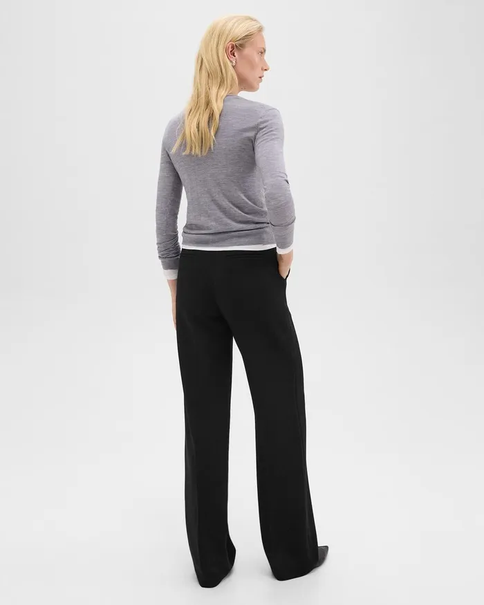 Women Pants Theory Relaxed Straight Pant In Admiral Crepe Black