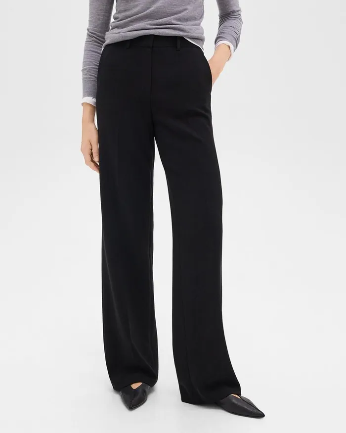 Women Pants Theory Relaxed Straight Pant In Admiral Crepe Black