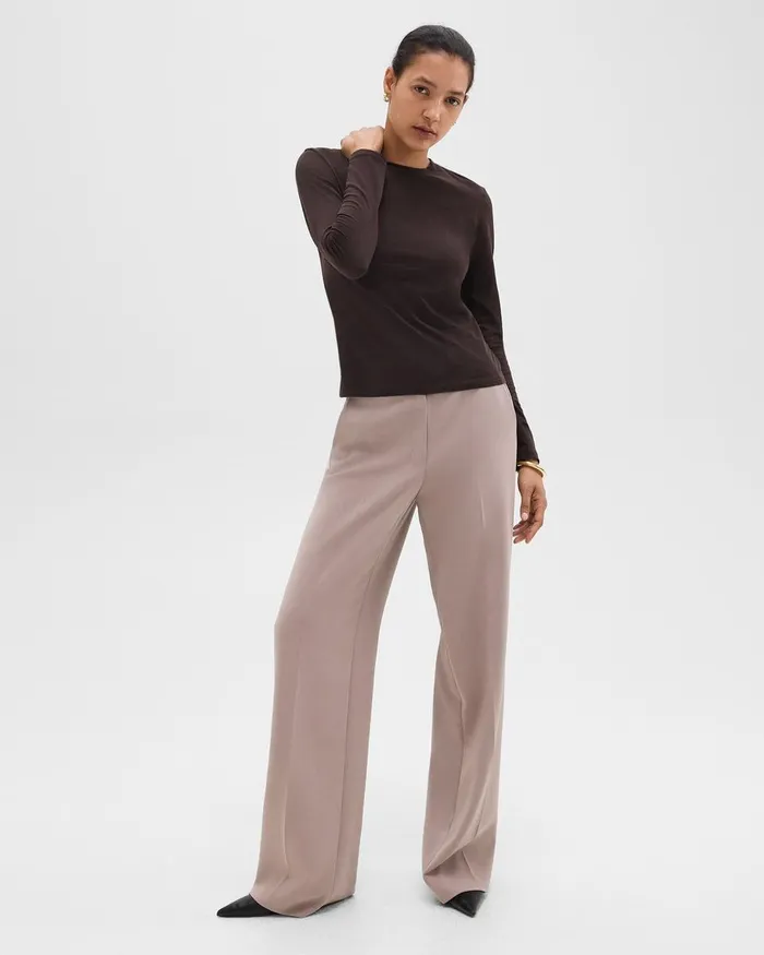 Women Pants Theory Relaxed Straight Pant In Admiral Crepe Cinder