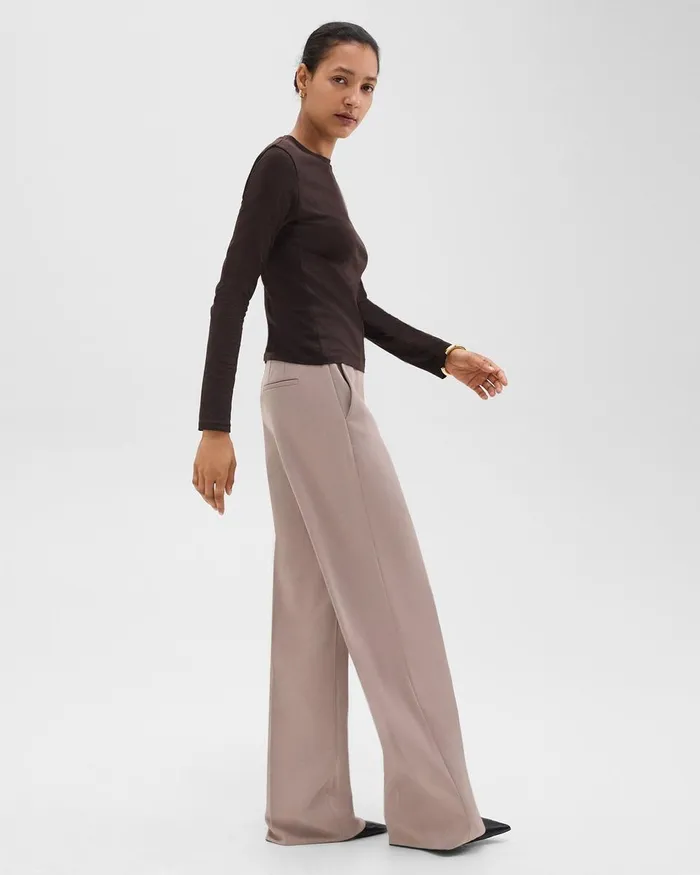 Women Pants Theory Relaxed Straight Pant In Admiral Crepe Cinder