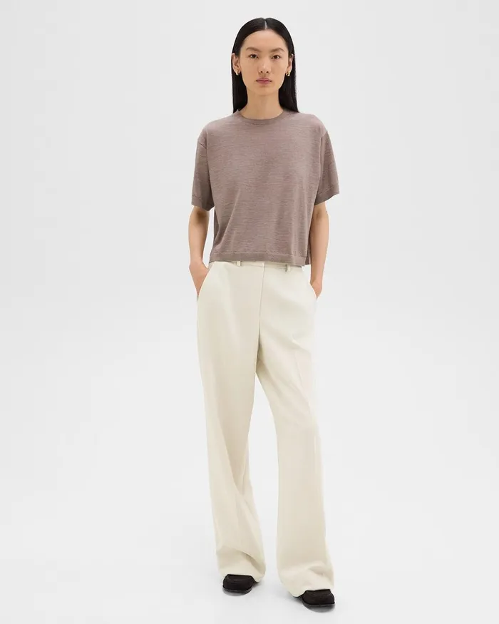 Women Pants Theory Relaxed Straight Pant In Admiral Crepe Rice