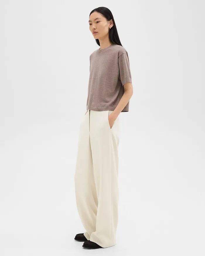 Women Pants Theory Relaxed Straight Pant In Admiral Crepe Rice