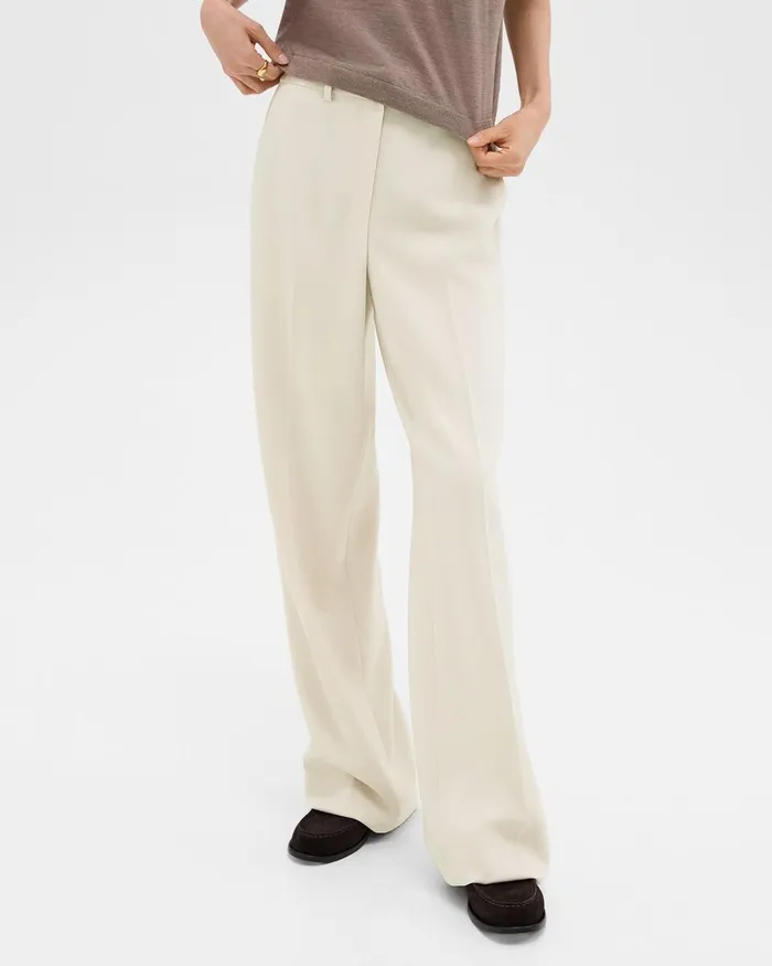 Women Pants Theory Relaxed Straight Pant In Admiral Crepe Rice