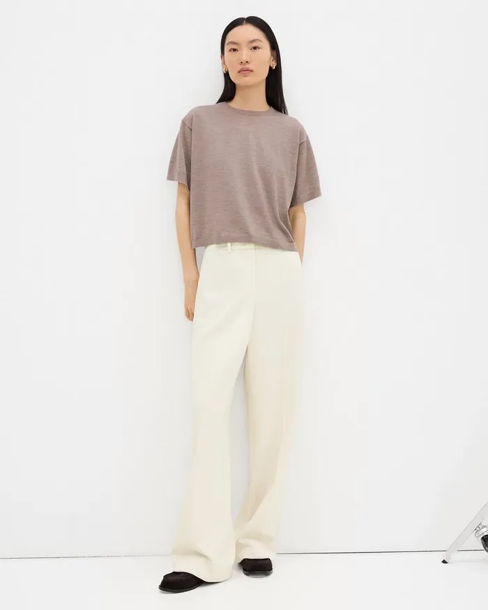 Women Pants Theory Relaxed Straight Pant In Admiral Crepe Rice