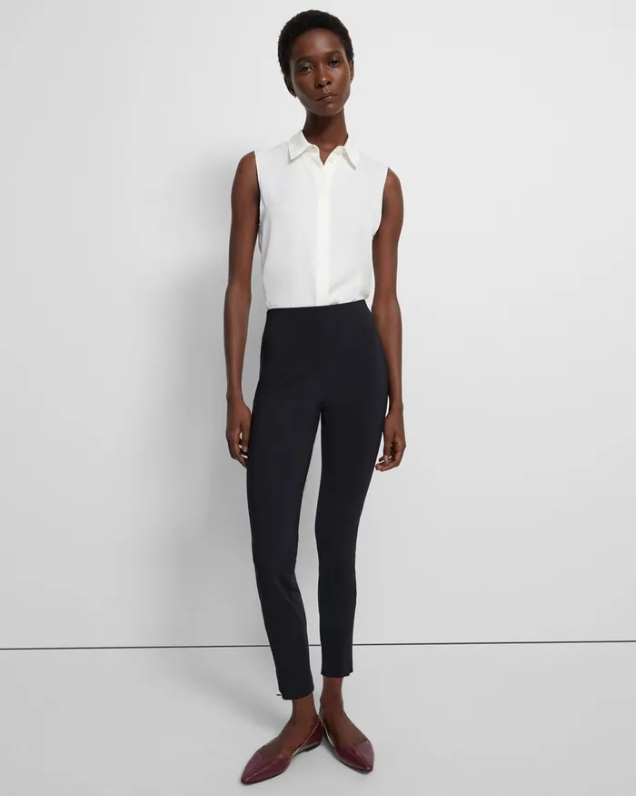 Women Pants Theory Seamed Slit Legging In Precision Ponte Black