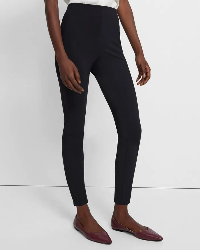 Women Pants Theory Seamed Slit Legging In Precision Ponte Black