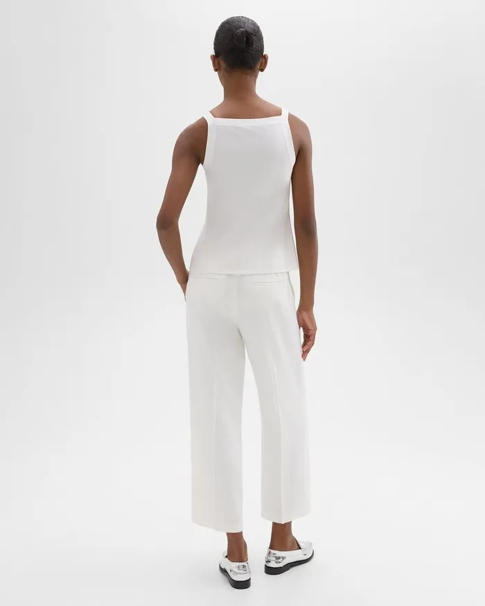 Women Pants Theory Straight PullOn Pant In LinenViscose Ivory