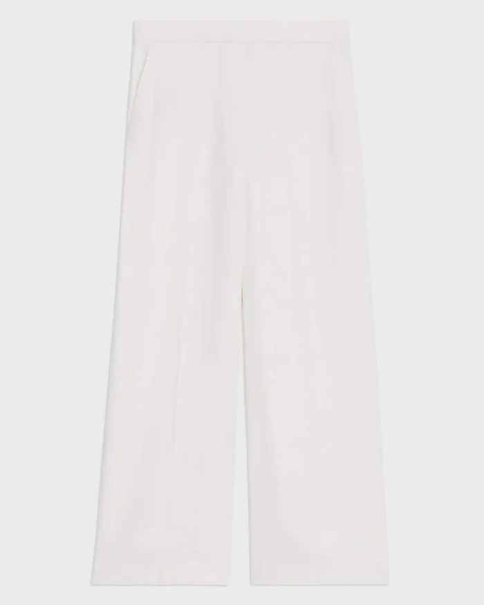 Women Pants Theory Straight PullOn Pant In LinenViscose Ivory