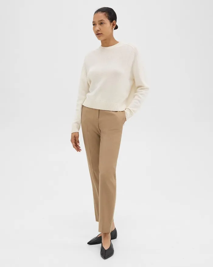 Women Pants Theory Tapered HighWaist Pant In Sleek Flannel New Camel