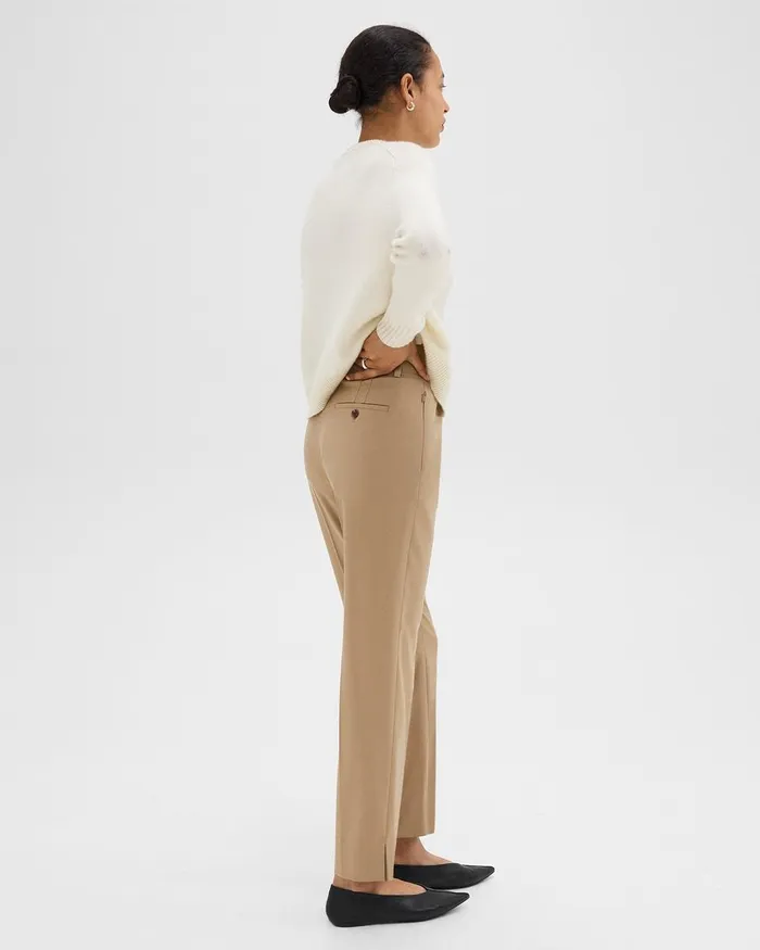 Women Pants Theory Tapered HighWaist Pant In Sleek Flannel New Camel