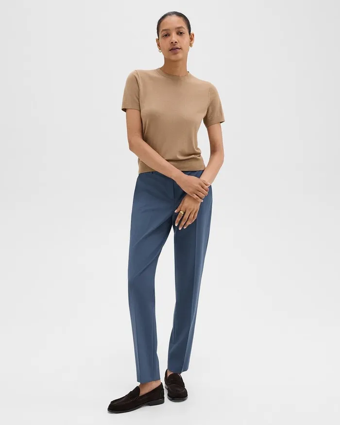 Women Pants Theory Treeca Full Length Pant In Good Wool Ash Blue